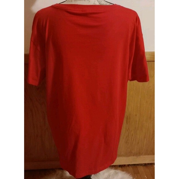 Cute Women's Christmas Handmade Red T-Shirt Sz 3XL "Peace Love Christmas" - Picture 4 of 6